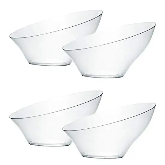 8 Pck Disposable Angled Plastic Bowls Round Small Serving Bowl, Elegant for Party's, Snack, or Salad Bowl, Clear Pack of 8 {2}