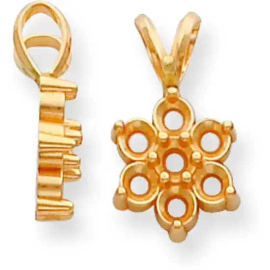 14K Gold 0.75ct Round 7 Stone Pendant Setting {1}