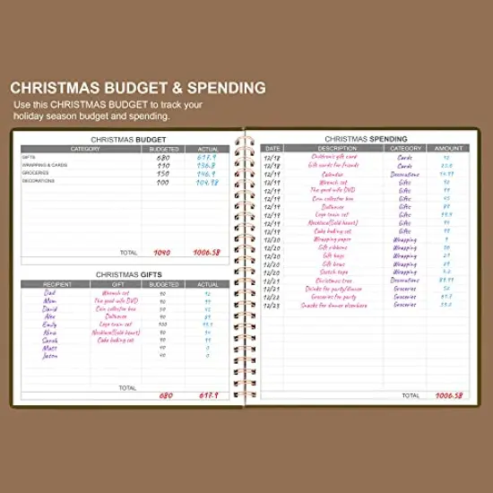 Budget Planner & Monthly Bill Organizer with Pockets. Expense Tracker Notebook, Budgeting Journal and Financial Planner Budget Book to Control Your Money, PU Leather Cover, 8" x 9.5" &ndash; Brown {5}