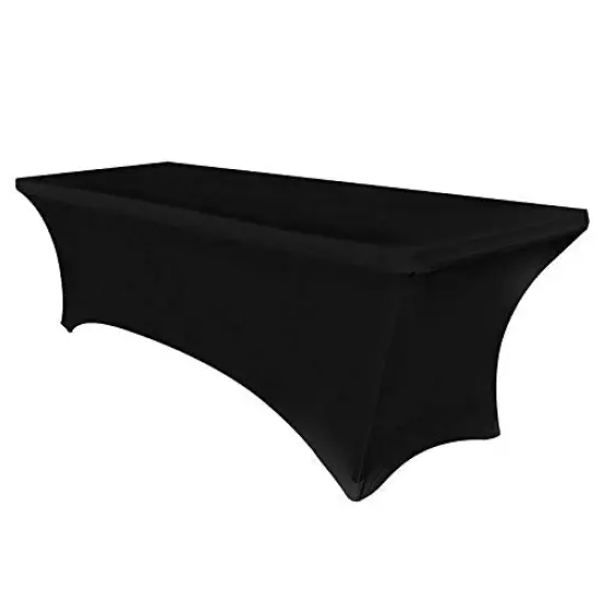 6ft Stretch Spandex Table Cover for Standard Folding Tables - Universal Rectangular Fitted Tablecloth Protector for Wedding, Banquet and Party （Black, 72 Length x 30 Width x 30 Height Inches） {2}