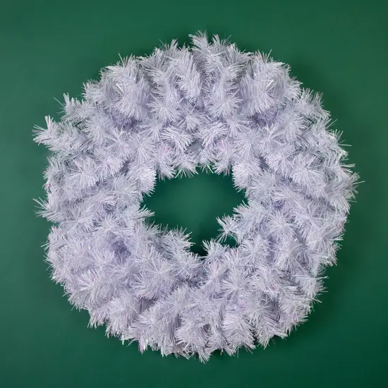 Northlight Icy White Iridescent Spruce Artificial Christmas Wreath - 18-Inch, Unlit {7}