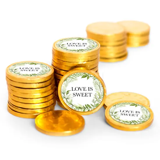 80ct Wedding Candy Party Favors Chocolate Coins (80 Count) Botanical - By Just Candy {1}