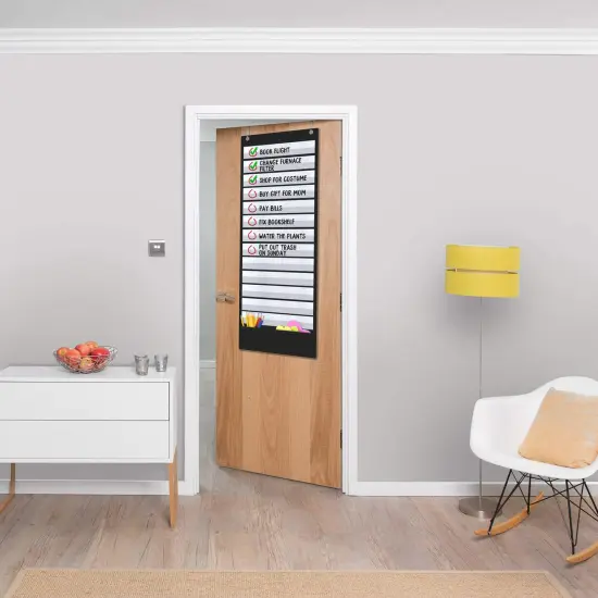 Daily Schedule Pocket Chart, 13+1 Pocket, Scheduling Pocket Chart, 18 Dry-Eraser Cards, Educational Charts for Classroom Office Home Preschool Activity (Black) {2}