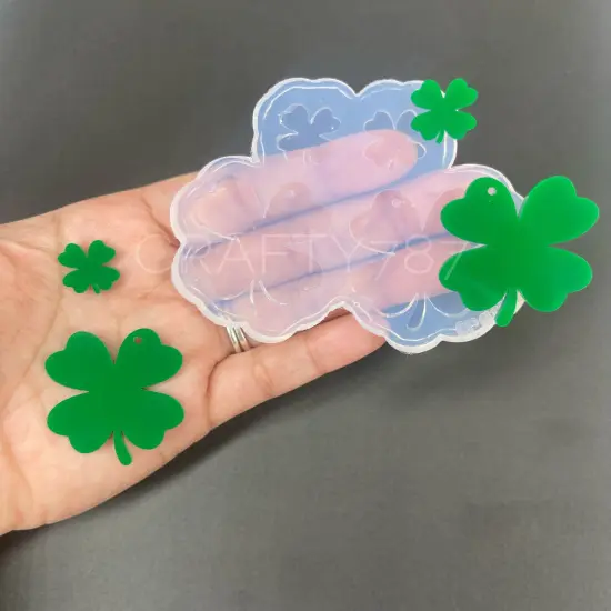 Four Leaf Clover Shamrock Earring Silicone Mold (D5) {1}