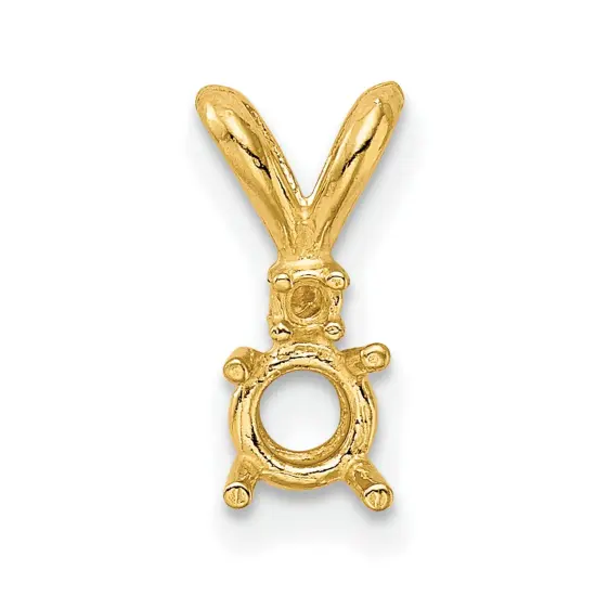 14K Gold 4 Prong Round Pendant Setting 4.4mm {2}