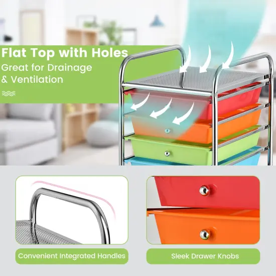 Costway 10 Drawer Rolling Storage Cart Scrapbook Office School Organizer Multicolor {5}