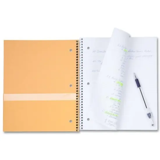 Spiral Notebook with Study App 5-Subject College Ruled Paper Fights Ink Bleed Water-Resistant Cover 8-1/2" x 11" 200 Sheets Black {4}