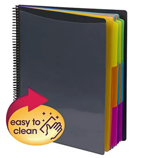 24 Pocket Poly Project Organizer, 1/3-Cut Tab, Letter Size, Gray with Bright Colors (89206) {3}