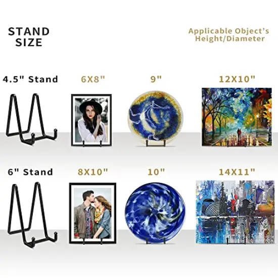 IPAME Plate Stands for Display - 6 Inch Metal Square Wire Plate Holder Display Stand + Picture Frame Stand Holder Easel for Book, Decorative Plate, Plaque, Photo, Platter (Black 2 Pack) {2}