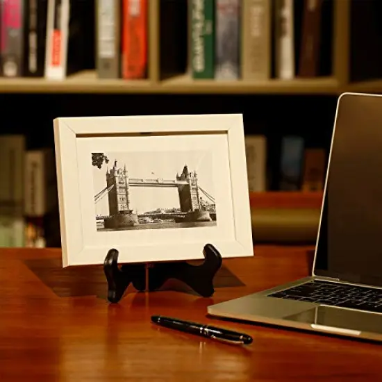 2 Packs Wooden Plate Stands for Display, Plate Holder Display Stand, Picture Frame Stand Easels, Tabletop Art Holder, Decorative Book Dish Stand {4}