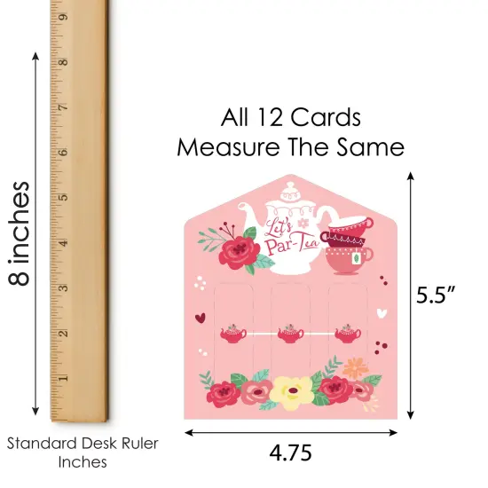 Big Dot of Happiness Floral Let's Par-Tea - Garden Tea Party Game Pickle Cards - Pull Tabs 3-in-a-Row - Set of 12 {7}