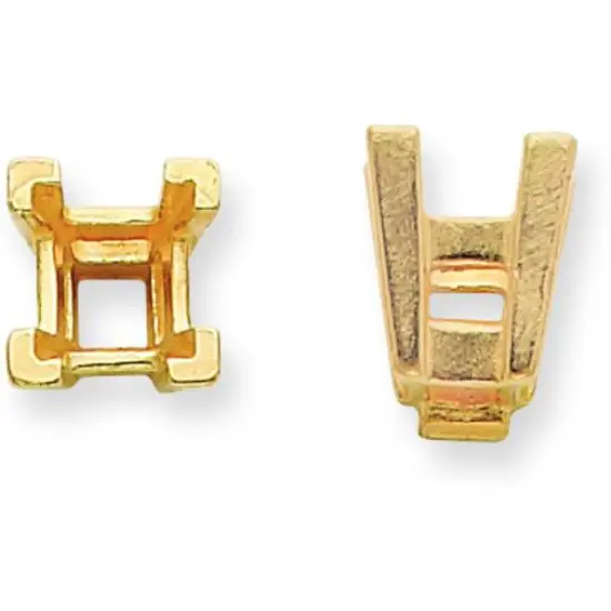 14K Gold 4 Prong Princess Airline V-End Setting 7mm {1}