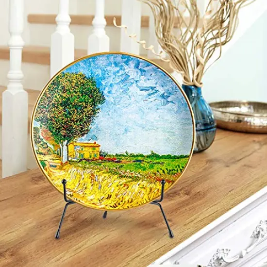 Mocoosy 4 Pack 8 Inch Improved Anti-Slip Plate Stands for Display, Plate Holder Display Stand, Picture Frame Holder Stand, Black Iron Easel Stands for Photo, Decorative Plate, Tablets and Tabletop Art {3}