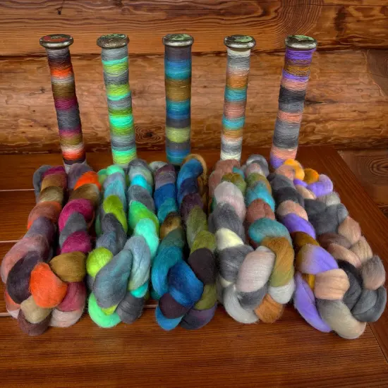 Organic Falkland Wool, Artisan Combed Top Roving: Premium Hand Dyed Fiber Braid for Spinning, Felting, Weaving. 4oz Double Dip Yellowstone {3}