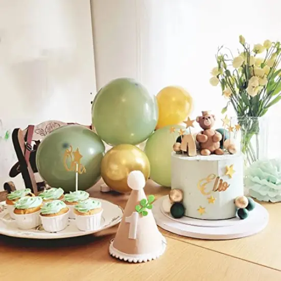 50 pcs Sage Green, Gold, and White Party Balloons - Sage Green and Gold Confetti Balloons for Birthday, Baby Shower, Engagement, Wedding, and Anniversary Party Decorations {5}