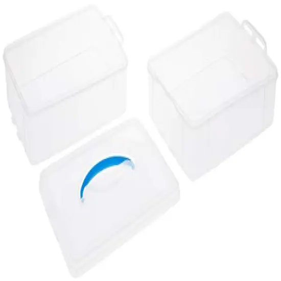 Portable Storage Bin for Tools and Craft, 14.1 x 10.5-Inch Clear BPA-Free Container, Tool Box with Stackable Trays, Microwave, Freezer and Dishwasher Safe {4}