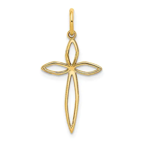 14K Gold Laser Designed Cross Charm Pendant Jewelry 25 x 13 mm {1}