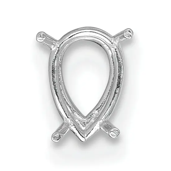 14K White Gold 4 Prong Pear Wire Basket Setting 6x4mm {2}