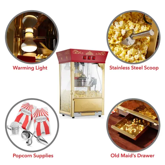 Olde Midway Movie Theater-Style Popcorn Machine Maker with 10-Ounce Kettle, Vintage-Style Countertop Popper {6}