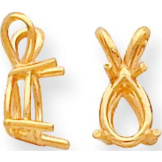 14K Gold 4 Prong Pear Pendant Setting 17x13mm {1}