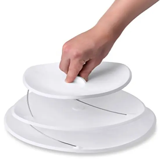 Collapsible Party Tray, 3 Tier, The Decorative Plastic Appetizer Trays Twist Down & Fold Inside, Minimal Storage Space, An Elegant Tray for Serving Sandwiches, Cake, Sliced Cheese and Deli Meat {5}