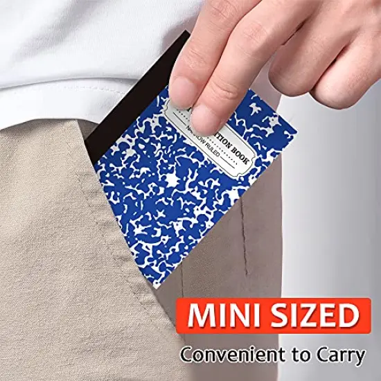 Mini Composition Notebook 30-Pack 5 Colors Narrow Ruled Bulk Small Pocket Marble Cute Journal Notebooks for Kids School Home Office Pocket Sized 4.5 x 3.25 Inches {6}