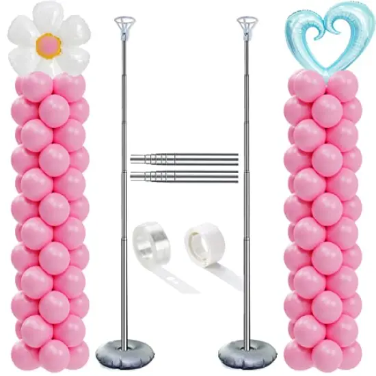 Balloon Column Stand Set of 2 - Adjustable 7-Foot Balloon Arch Stands with Bases for Floor, Tall Balloon Tower Pillar Assembly Kit for Graduation, Birthday Parties, Baby Showers, and Decorations {1}