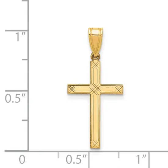 14K Yellow Gold Cross Charm Pendant Religious Jewerly 25mm x 12mm {5}