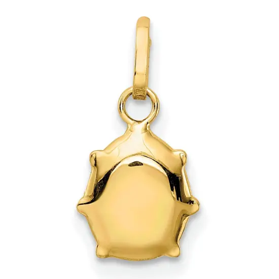 14K Yellow Gold Enameled Ladybug Charm Insect Pendant Jewerly 14mm x 7.5mm {3}