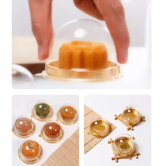 50 Pack 2 Inch of Clear plastic mini Cake Cookies muffins dome box wedding birthday gift box (Gold) {4}