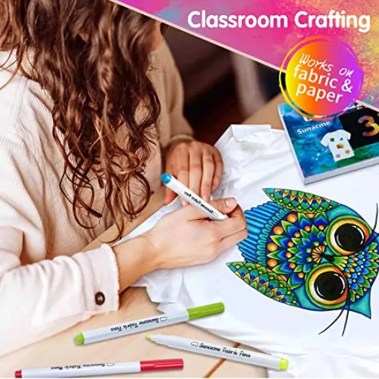 32-Color Fabric Markers Set - Permanent Fine Tip Art Pens, Child Safe & Non-Toxic for Canvas, Bags, T-Shirts, and Sneakers {4}