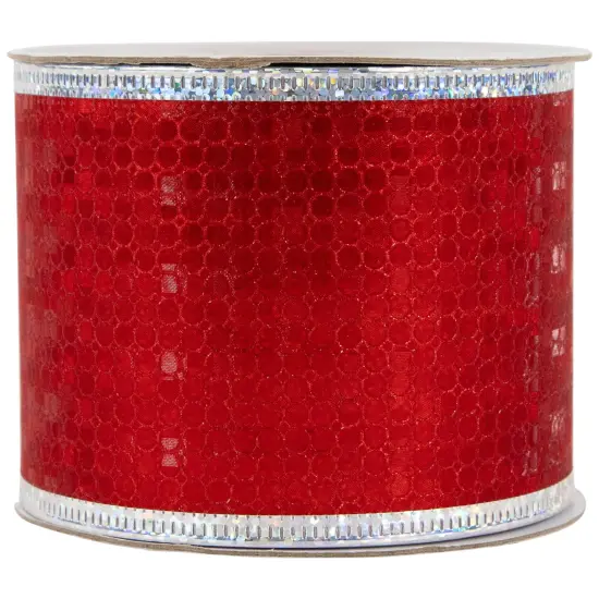 Northlight Shimmery Red and Silver Horizontal Wired Christmas Craft Ribbon 2.5" x 10 Yards {5}