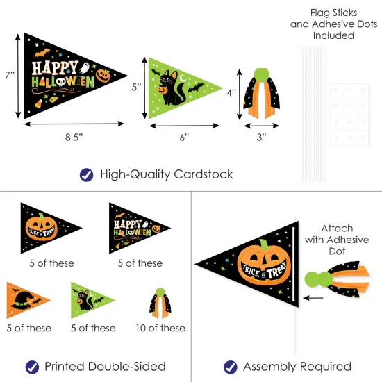 Big Dot of Happiness Jack-O'-Lantern Halloween - Triangle Kids Halloween Party Photo Props - Pennant Flag Centerpieces - Set of 20 {4}