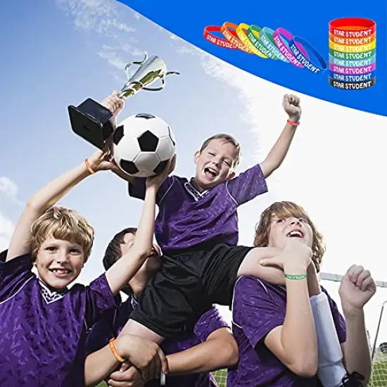 24PCS Star Student Wristbands-Color Star Student Silicone Bracelets,Star Student rubber Bracelets for School Classroom Teacher Recognition Award, Sports Office Education Activities Kids {5}