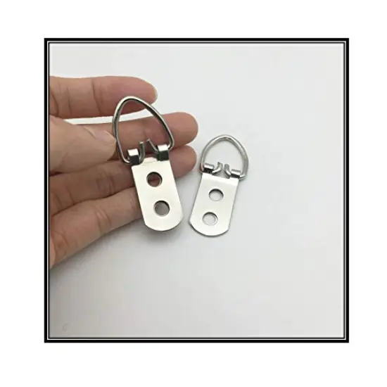 EesTeck 20 Pack D-Ring Steel Picture Hangers Heavy Duty with Screws Picture Frames Double Holes Clasp Picture Hang Solutions, for Hanging Clock Paintings Artwork Picture Frame Hook Photos Mirrors {3}