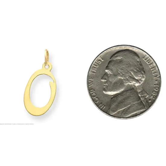 14K Gold Polished Fancy Initial Letter O Charm Pendant Jewerly 20mm x 11mm {2}