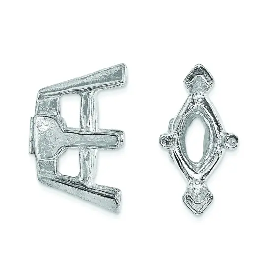 14K White Gold 6 Prong Marquise V-End Setting 13x6mm {2}
