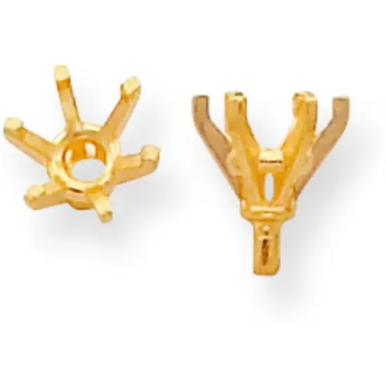 14K Gold 6 Prong Round Peg Center Head Setting (5.80 to 8.20mm) {1}