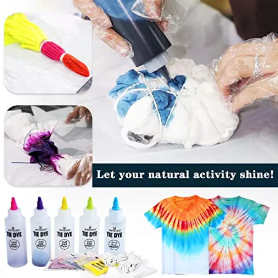 Tie Dye Kit 5 Colors Permanent Fabric Dye Art Set for Kids Adults for School, Homemade Party, Creative Groups Activities, DIY Gift {6}