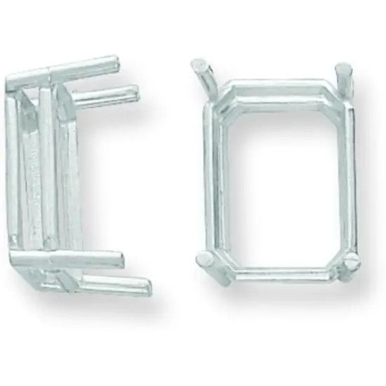 14K WG 4 Prong Emerald Cut Wire Basket Head 12x16mm {1}