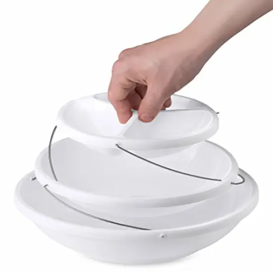 Collapsible Bowl, 3 Tier, The Decorative Plastic Bowls Twist Down & Fold Inside, Minimal Storage Space, Perfect for Serving Snacks, Salad and Fruit, The Top Bowl is Divided into Three Sections {6}