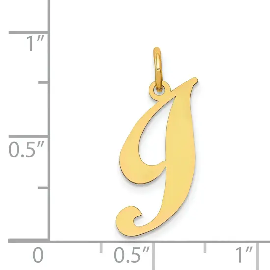 14K Yellow Gold Medium Fancy Script Initial I Charm Jewerly {4}