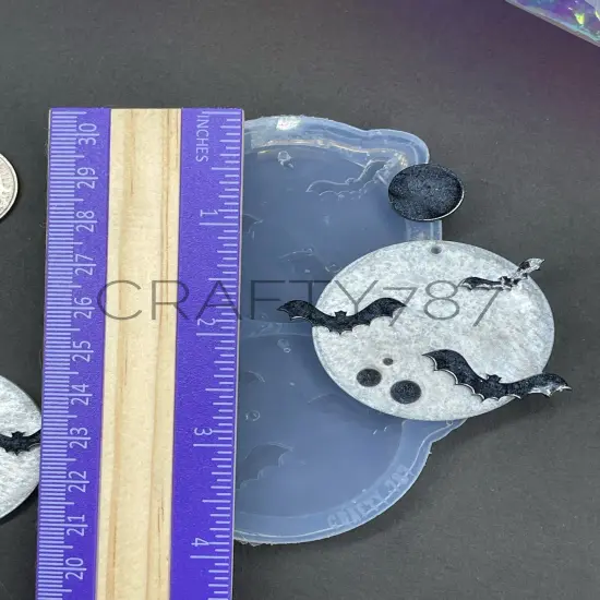 Moon and Bats Dangle Earring Silicone Mold Layer(C4) {6}