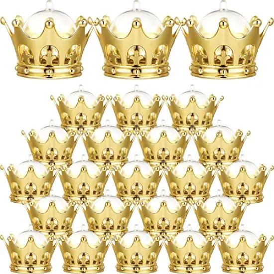 Gold Fillable Crown with Dome Party Favors Decorative Crown Candy Storage Boxes Fillable Golden Crown Candy Containers for Baby Shower Princess Birthday Party Supplies (15 Pieces) {1}