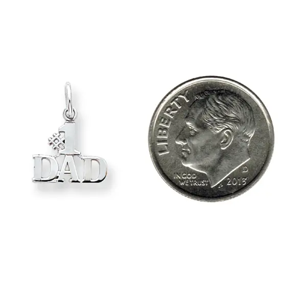 14K White Gold #1 Dad Charm Father Family Pendant Jewerly 17mm x 14mm {2}