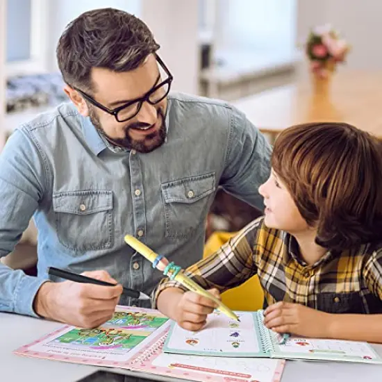 Magic Ink Copybooks for Kids Reusable Handwriting Workbooks for Preschools Grooves Template Design and Handwriting Aid (ENLARGED-Version 4books+Pens) {3}