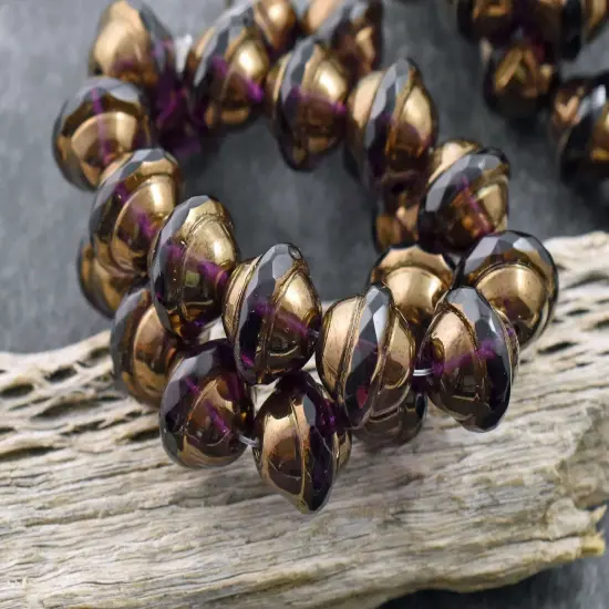 *12* 10x12mm Bronze Washed Amethyst Saturn Beads {1}