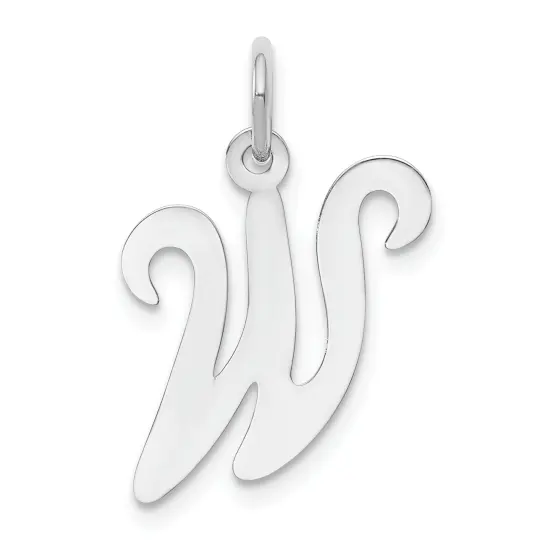 14K White Gold Polished Fancy Initial Letter W Charm Jewerly 20mm x 11mm {1}