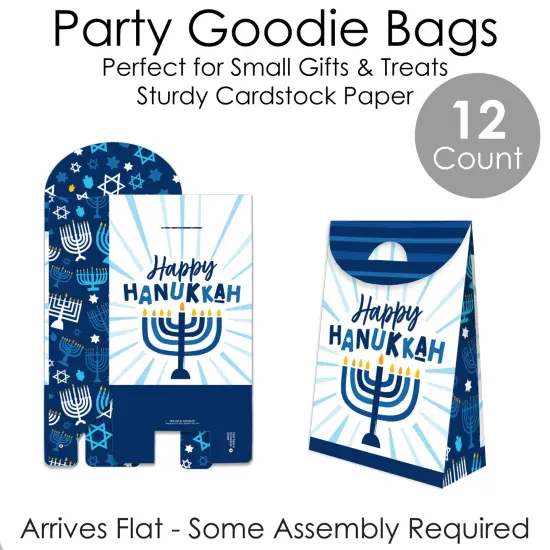 Big Dot of Happiness Hanukkah Menorah - Chanukah Holiday Gift Favor Bags - Party Goodie Boxes - Set of 12 {7}