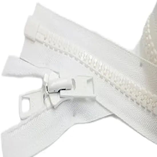 YKK Bimini Top #10 White Marine Double Pull Zipper 48" ~ YKK Zipper Reversible Molded with 2 Heads Separating -Made in USA {1}